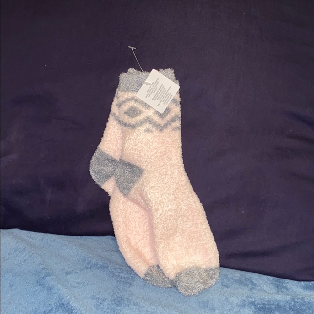 Fuzzy pink socks